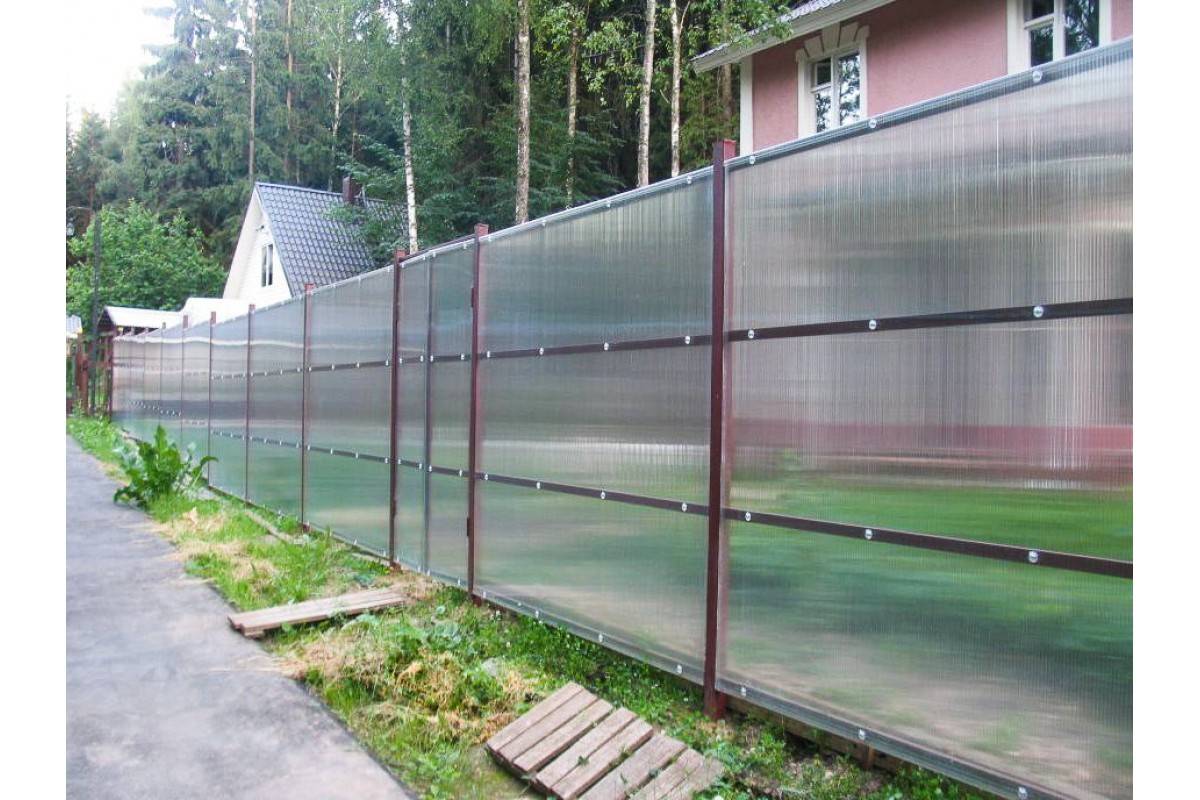 Забор из поликарбоната на металлическом каркасе своими руками