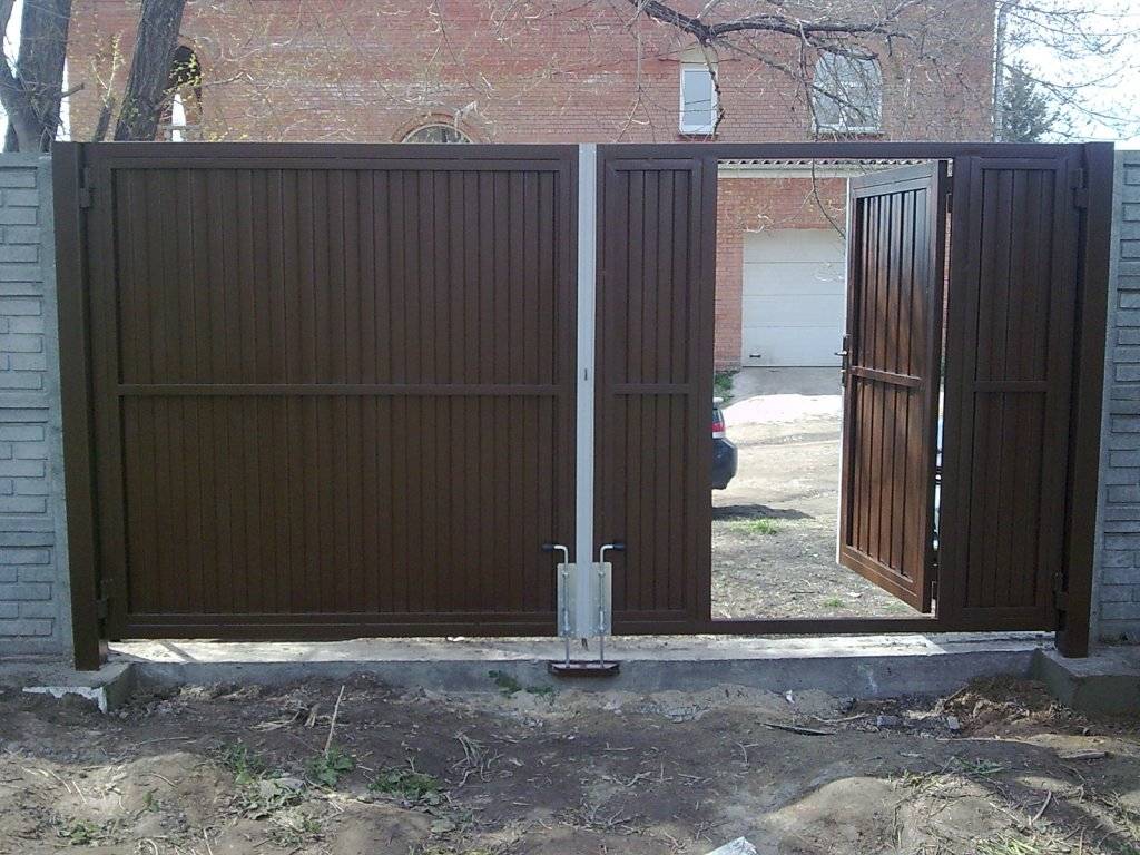 Металлические распашные ворота с калиткой (44 фото): особенности выбора и установки - happymodern.ru