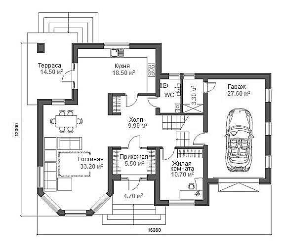 Проекты двухэтажных домов с гаражом: планировки компактных и современных коттеджей