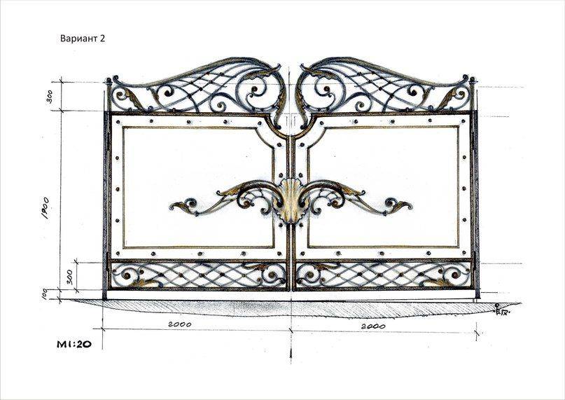 Кованые ворота своими руками: образцы чертежей, эскизов, схем на фото и видео