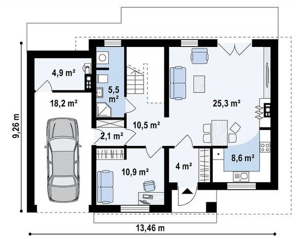 Дом с гаражом - 145 фото одноэтажных и двухэтажных особняков с гаражами