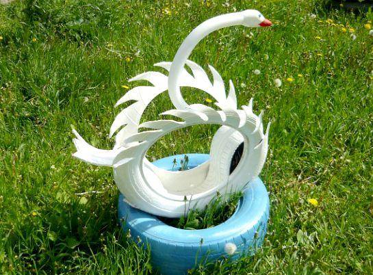 Как вырезать лебедя из покрышки: пошаговая инструкция + украшаем свой садовый участок быстро и красиво
