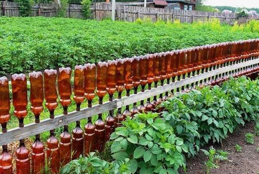 Забор из пластиковых бутылок для сада: делаем своими руками