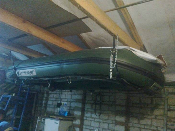 Как можно подвесить лодку к потолку в гараже, лучшие способы хранения