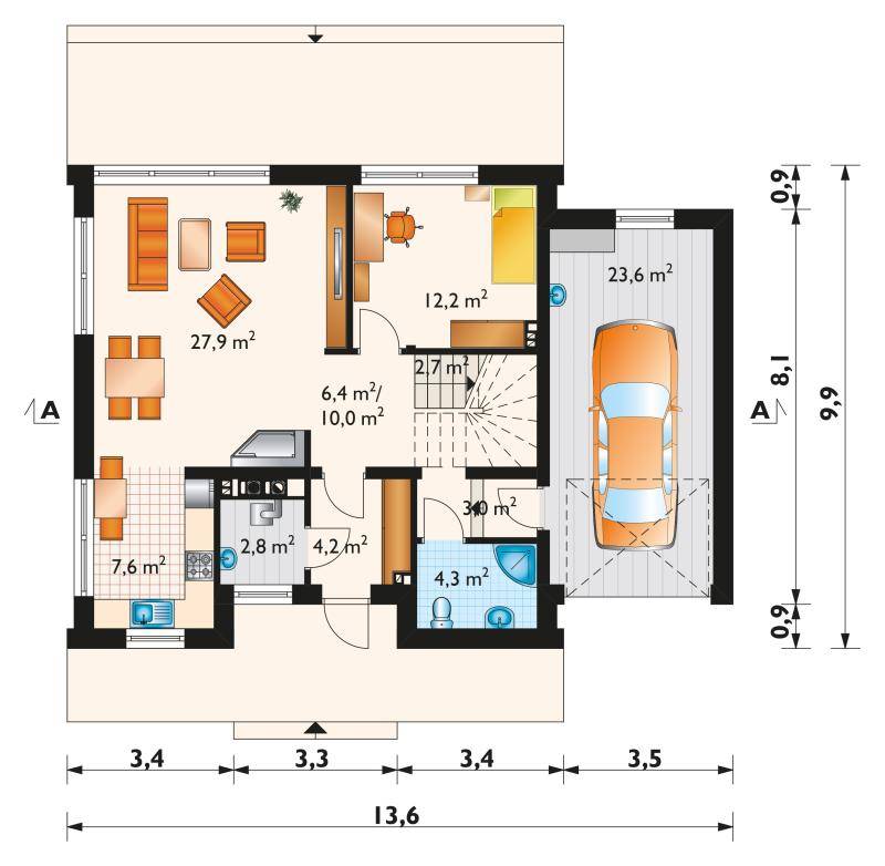 Двухэтажные дома с гаражом – проекты, достоинства, виды