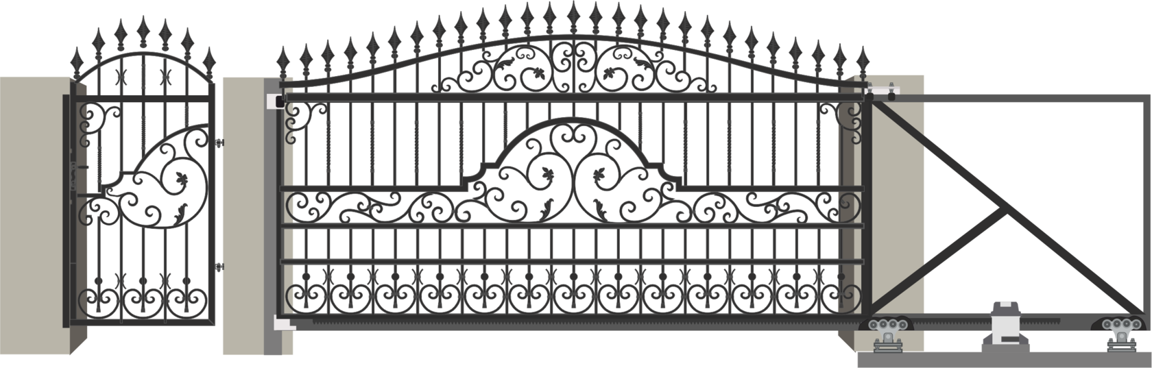 Кованые откатные ворота с калиткой: фото