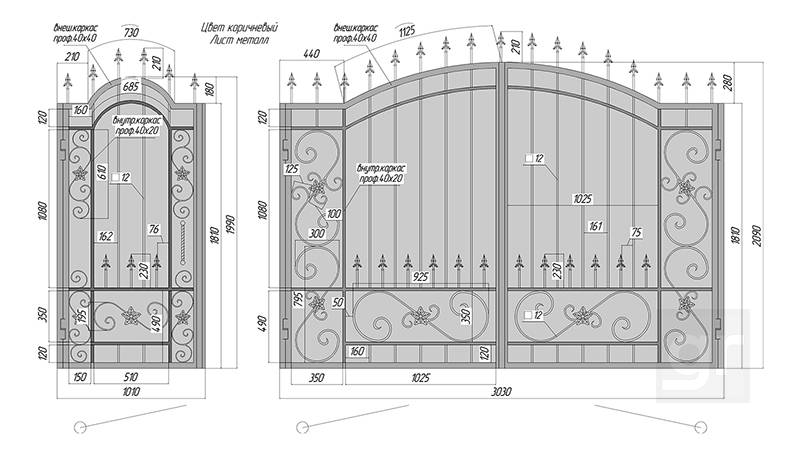 Ворота своими руками: чертежи, схемы, эскизы, конструкция